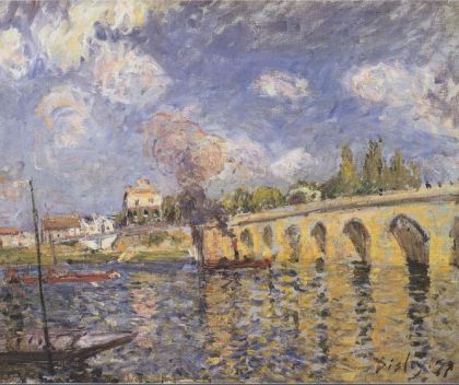 Alfred Sisley, River Steamboat and Bridge, 1871
