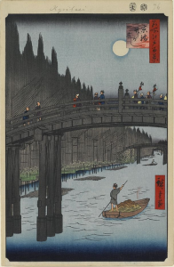 Hiroshige, Bamboo Yards, Kyōbashi Bridge c. 1857–58