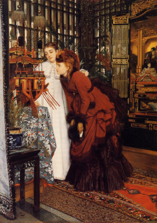 James Tissot, Young Ladies looking at Japanese Objects, 1869