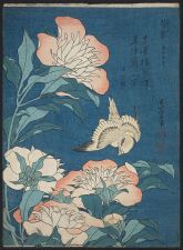 Katsushika Hokusai, Peonies and Canary (Shakuyaku, kanaari) c 1834