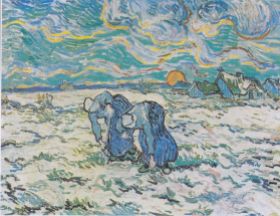 Van Gogh, Two Peasant Women Digging in a Snow-Covered Field at Sunset, 1890