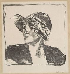 Edvard Munch, Portrait Bust of a Young Woman, 1920 (lithograph)