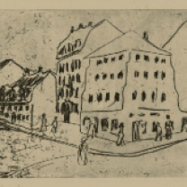 Kirchner, The Blue House in the Potholder District, 1909, Etching